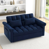 Loveseats Sofa Bed with Pull-out Bed,Adjsutable Back-Blue W487P263843