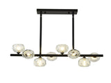29.53" Modern Crystal Chandelier for Dining Room, 8-Light Black Pendant Lightsfor Kitchen Island 03316724