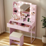 Pink particleboard with a melamine finish, a 2-drawer, 4-shelf dressing table set with 10 three-tone 83538535