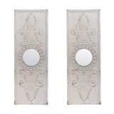 Set of 2 Large Wooden Wall Art Panels with Distressed White Finish and Round Mirror Accents,17" x W2078130284