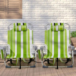 ZUN 63*65*82cm Short Oxford Cloth Silver White Aluminum Tube Bearing 100kg Beach Chair Green Stripes 42959268