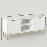 Modern TV Stand with Wave-Design Doors, Open Shelf & Adjustable Shelf - Stylish and Functional for W3151P288928