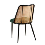 Green Rattan Dining Chairs Set of 2,Boucle Chairs with Natural Cane Back, Upholstered Dining Room W1164P218678