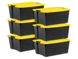 60 Qt Black Plastic Storage Bin with Lid Tote, Plastic Storage Container with Lid, 6-Pack 16599903