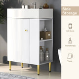 ZUN 21.6" white Bathroom vanity, Combo Cabinet, Bathroom Storage Cabinet, Single Ceramic Sink, Right 79483389