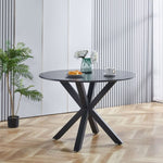 ZUN 42.1"BLACK Table Mid-century Dining Table for 4-6 people With Round Mdf Table Top, Pedestal Dining W234P143405