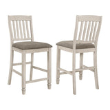 Set of 2 Slat Back Counter Height Chair, Fossil and Rustic Cream B016P224772