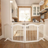 27.6" Height Tall Freestanding Pet Gate, 4 Panels Foldable Dog Gate, Solid Wood Folding Safety Fence 04478845