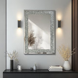 ZUN Large Wall-Mounted Silver Decorative Rectangular Wall Mirror for Home, Living Room, Bedroom, W1043P186675