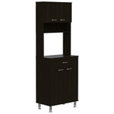 Della 60 Kitchen Pantry with Countertop, Closed & Open Storage -Black B07091840