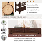 Console Sofa Table with 2 Storage Drawers and 2 Tiers Shelves, Mid-Century Style 42'' Solid Wood W120284583