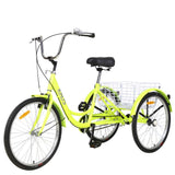 ZUN Adult Tricycle Trikes,3-Wheel Bikes,26 Inch Wheels Cruiser Bicycles with Large Shopping Basket for 09073404