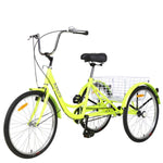 ZUN Adult Tricycle Trikes,3-Wheel Bikes,26 Inch Wheels Cruiser Bicycles with Large Shopping Basket for W101952730