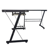 ZUN L-Shaped Durable Stalinite Splicing Computer Desk 402C Black 77159761