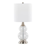 Belle 20" Contemporary Glass Accent Lamp in Clear Wrinkle Glass, Brushed Nickel and White Linen B202P224027