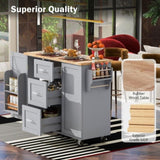 K&K Rolling Kitchen Island with Storage, Kitchen Cart with Rubber Wood Top, 3 Drawer, 2 Slide-Out WF316599AAG