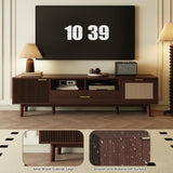 Wood Fashionable TV Stand for 75" TVs, TV Cabinet with Soft-Closing Door and Drop-Down Door Cabinet, N710P257619P