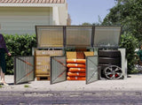 Garbage Bin Shed Stores 3 Trash Cans with Pneumatic Support Rod, with Lockable Doors & Waterproof W1598P357717