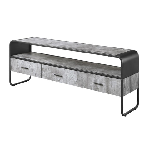 ZUN Concrete Grey and Black 3-drawer TV Stand B062P186513