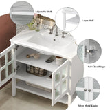 36" Bathroom Vanity with Ceramic Sink, Bathroom Vanity with Adjustable Shelf and Open Shelf, with N817P286249W