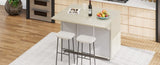 K&K 51.2"W Ash Veneer Solid Wood Handwoven Island with Drop Leaf, Coastal N707P207916X