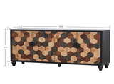 Distressed Storage Cabinet with Honeycomb Pattern, Modern Accent Cabinet with Doors for Entryway W3040P382292