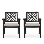 ZUN Outdoor Dining Chairs, Light Beige + Antique Matte Black 68182.00BLK