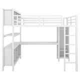 Metal Loft Bed with Wardrobe And L-shaped Desk, Full Size Loft Bed with Storage Cubes and Shelves, 73922889