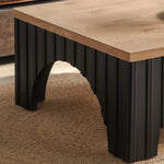 ZUN Modern Rustic Wooden Coffee Table with Black Base – Solid Wood Top and Arch Design Legs, Perfect for W2729P199000