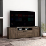 ZUN Brock Rectangle 2-Door TV Stand Dark Walnut B06280315