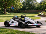 Kids Electric Drift Go Kart 24V, Dual Motor Soft Start Ride-On Kart with PU Wheels, White 96572095