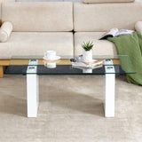 ZUN Modern minimalist transparent tempered glass coffee table , paired with white MDF decorative W1151P152768