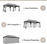 Patio Gazebo 10'x20', Outdoor Heavy Duty Party Tent Shelter With Double Roofs, Mosquito Nettings And 57887178