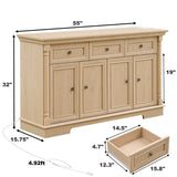 Farmhouse Style Kitchen Storage Cabinet, Large Wall Cabinet with Drawers and Doors in Roman Column W2393P300548