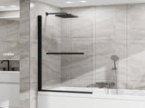 Goodyo 31"X55" Bathtub Screen Framless Shower Door Tempered Glass Shower Panel Matte Black D163147916