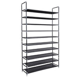 Simple Assembly 10 Tiers Non-woven Fabric Shoe Rack with Handle Black 09118924