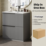 30" Bathroom Vanity with Ceramic Sink and Full-Extension Drawers, Freestanding Bathroom Vanity with N817P288915G