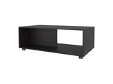 Wengue Coffee Table with Open Storage and Caster Wheels B062P290219