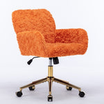 ZUN A&A Furniture Office Chair,Artificial rabbit hair Home Office Chair with Golden Metal W1143P154104