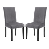 Cobre Contemporary Velvet Dining Chair with Nailhead Trim, Set of 2, Gray T2574P164559