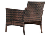 2pcs Arm Chairs 1pc Love Seat & Tempered Glass Coffee Table Rattan Sofa Set Brown GradientSAME AS 74145921