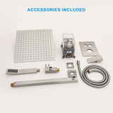 Dual Shower Head - 10 Inch Wall Mounted Square Shower System with Rough-in Valve, Brushed Nickel W1243P262630