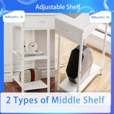 47" Computer Desk With Power Outlet,Writing Desk,Home Office desk,Vanity table with 7 Fabric W2887P240017