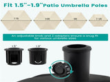 Rolling Fillable Patio Umbrella Base with Foldable Pull Rod & Hidden Wheels, Heavy Duty Water Sand 74842921