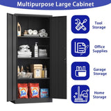 ZUN 71"H Metal Garage Storage Cabinet, Black Tool Steel Locking Cabinet with Doors and 3 Shelves, Tall 81017127