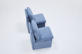 Linen Upholstered Armless Dining Chair with Casters and Storage space-set of 2,BLUE W2069P288876