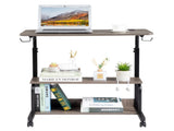 Grey Oak P2 15MM Particle Board with Melamine Coating Adjustable Computer Desk with 3 USB 2 AC 02657888