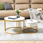 ZUN Coffee Table Nesting Set of 2, Circular Sintered Stone Marble Entable, for Living Room Bedroom W1765118671