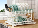 Large 2-Tier Dish Drying Rack with Drip Tray and Drainage Device, Kitchen Counter Dish 15171268
