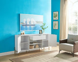Buffet with Two Cabinets One Drawer with Six Shelves on Metal Legs - White & Gold B107P147703